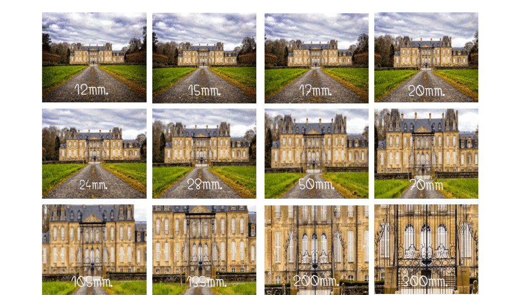 Focal-length ตัวอย่างภาพถ่ายโดยการใช้ทางยาวโฟกัสในแต่ละระยะ (คนถ่ายยืนอยู่ที่เดิมในทุกค่าทางยาวโฟกัส)